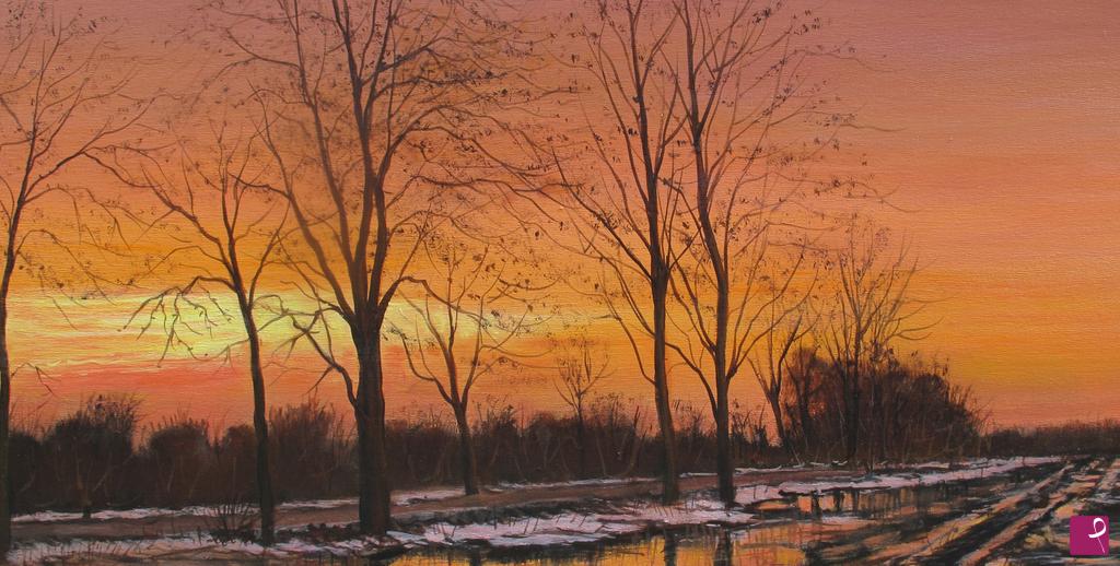quadri in vendita online - Tramonto Lombardo