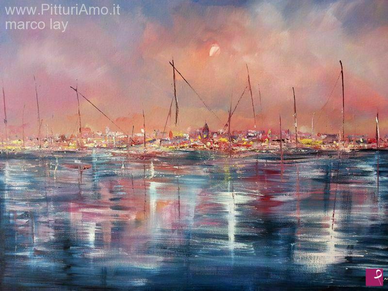 quadri in vendita online - Tramonto rosso