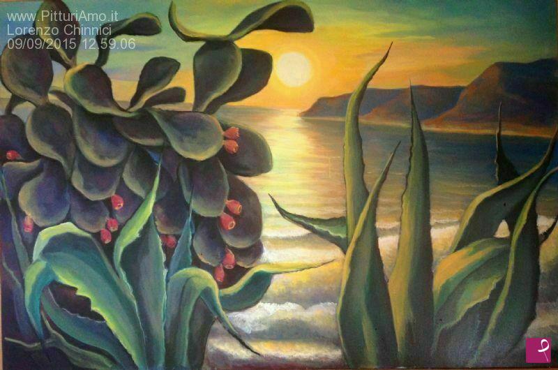 quadri in vendita online - Tramonto siciliano