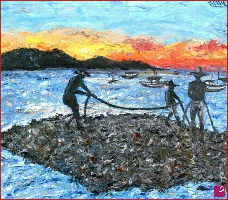 quadri in vendita online - TRAMONTO SUI PESCATORI