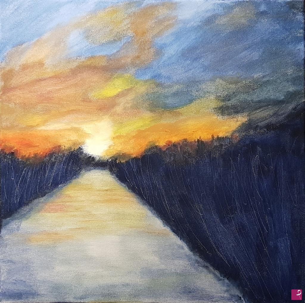 quadri in vendita online - Tramonto sul canale