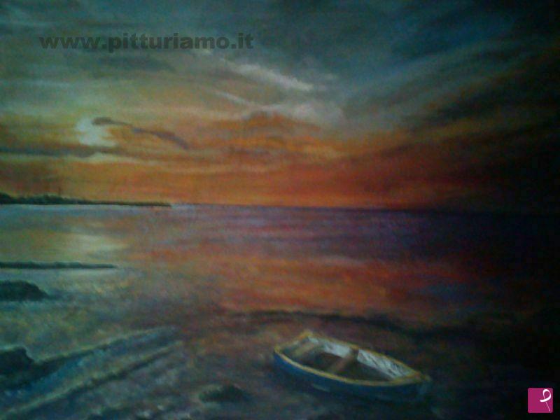 quadri in vendita online - tramonto sul lago