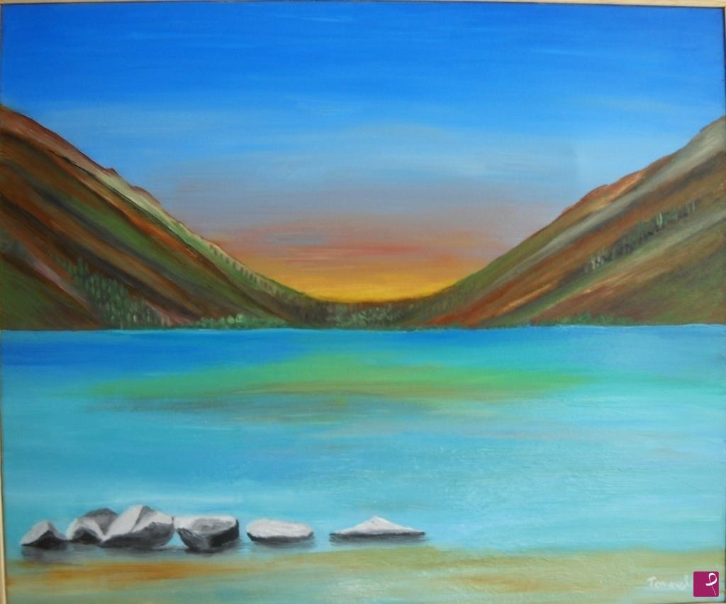 quadri in vendita online - tramonto sul lago