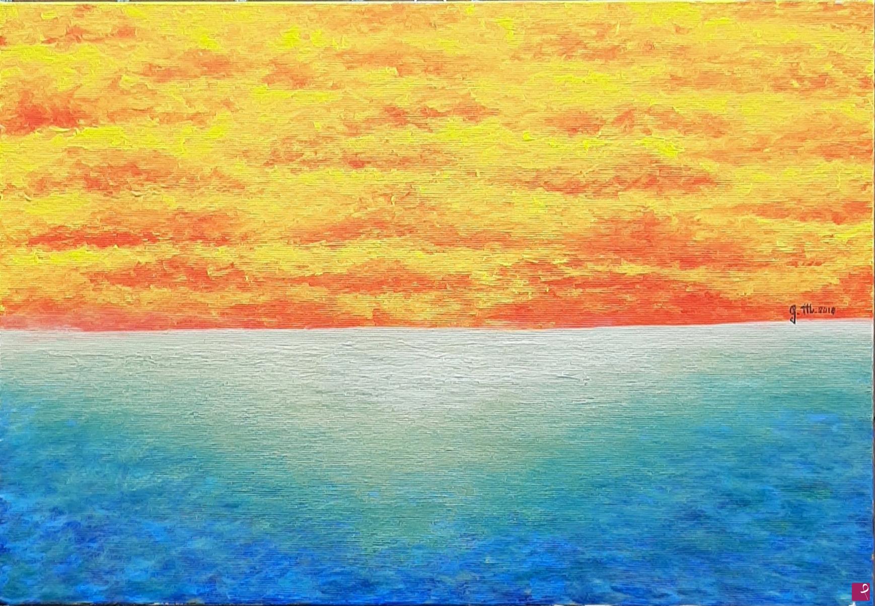 quadri in vendita online - Tramonto sul mare