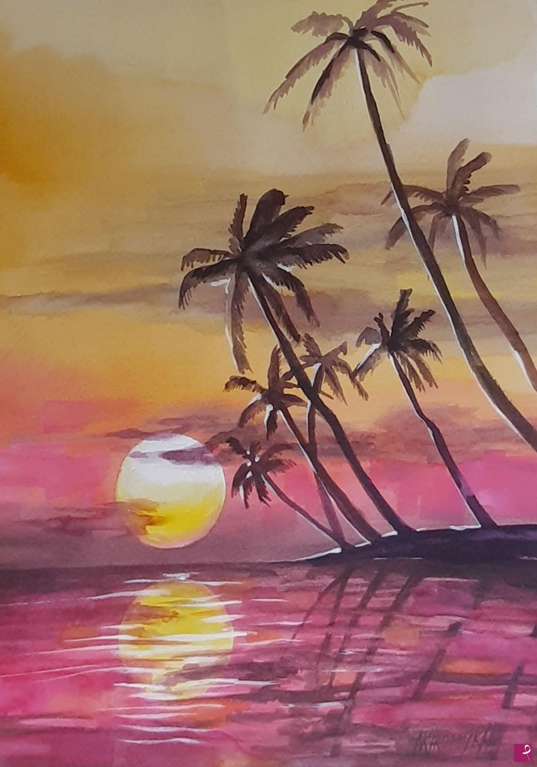 quadri con mare mosso in un tramonto da sogno