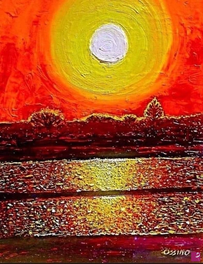 quadri in vendita online - "Tramonto sulle risaie novaresi"