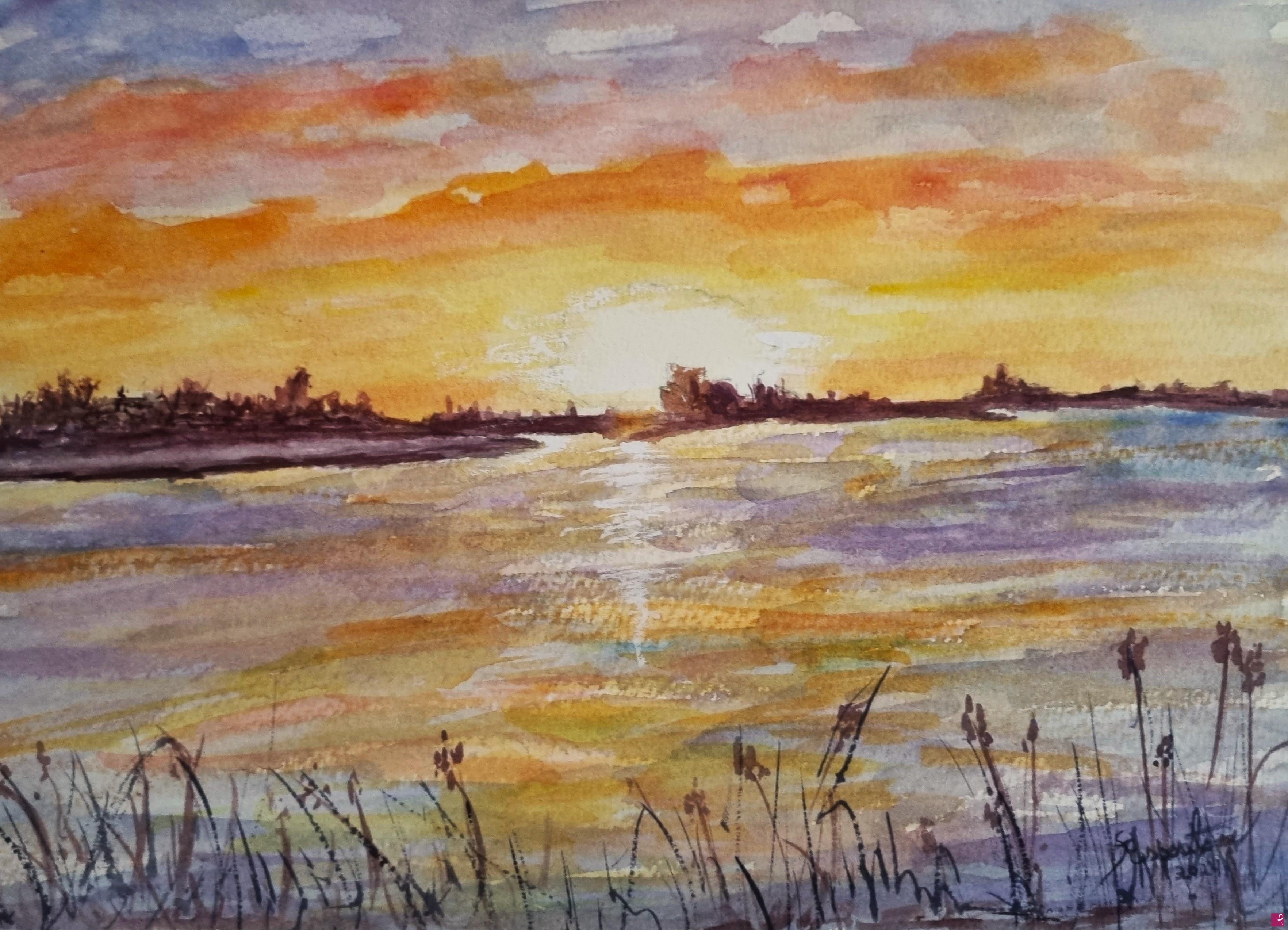 quadri in vendita online - Tramonto sulle Saline di Nubia