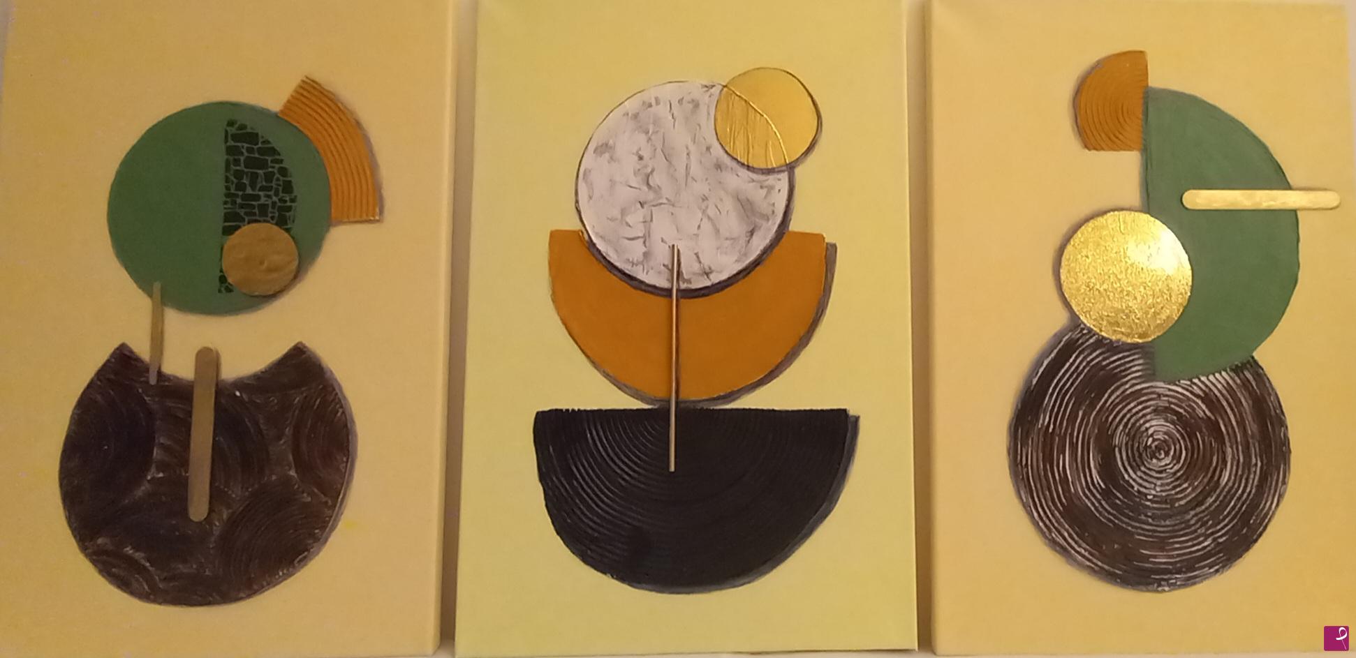 quadri in vendita online - TRITTICO GIALLO
