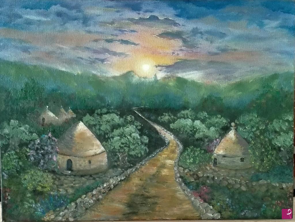 quadri in vendita online - Trulli al tramonto, Puglia