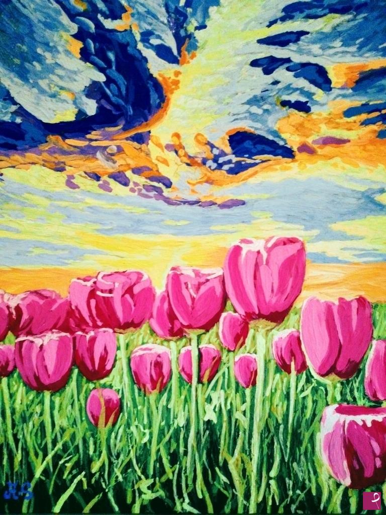 quadri in vendita online - Tulipani rosa 