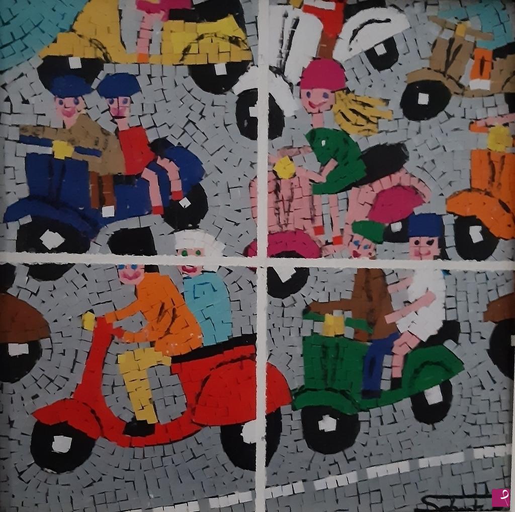 quadri in vendita online - TUTTI AL MARE IN VESPA 