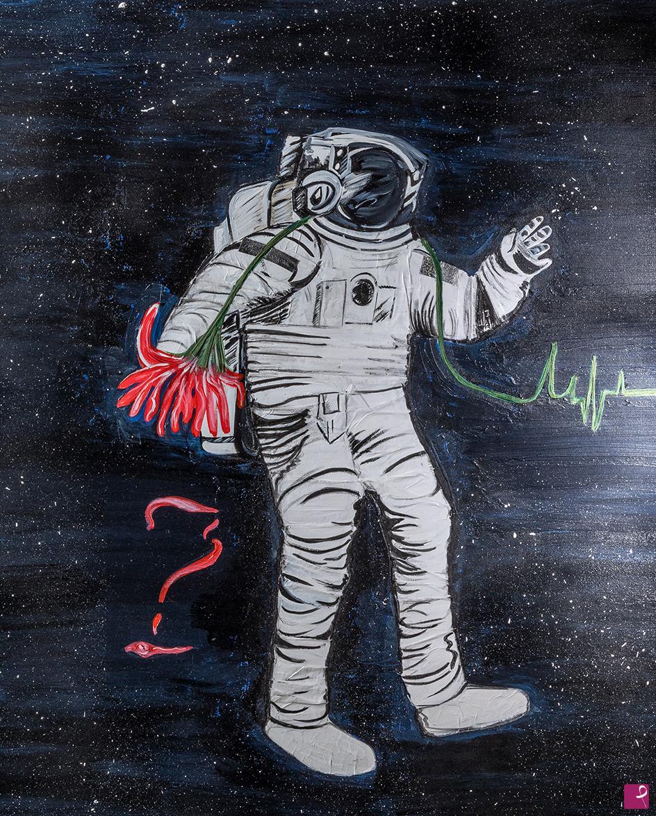 quadri in vendita online - Un astronauta e il battito della natura