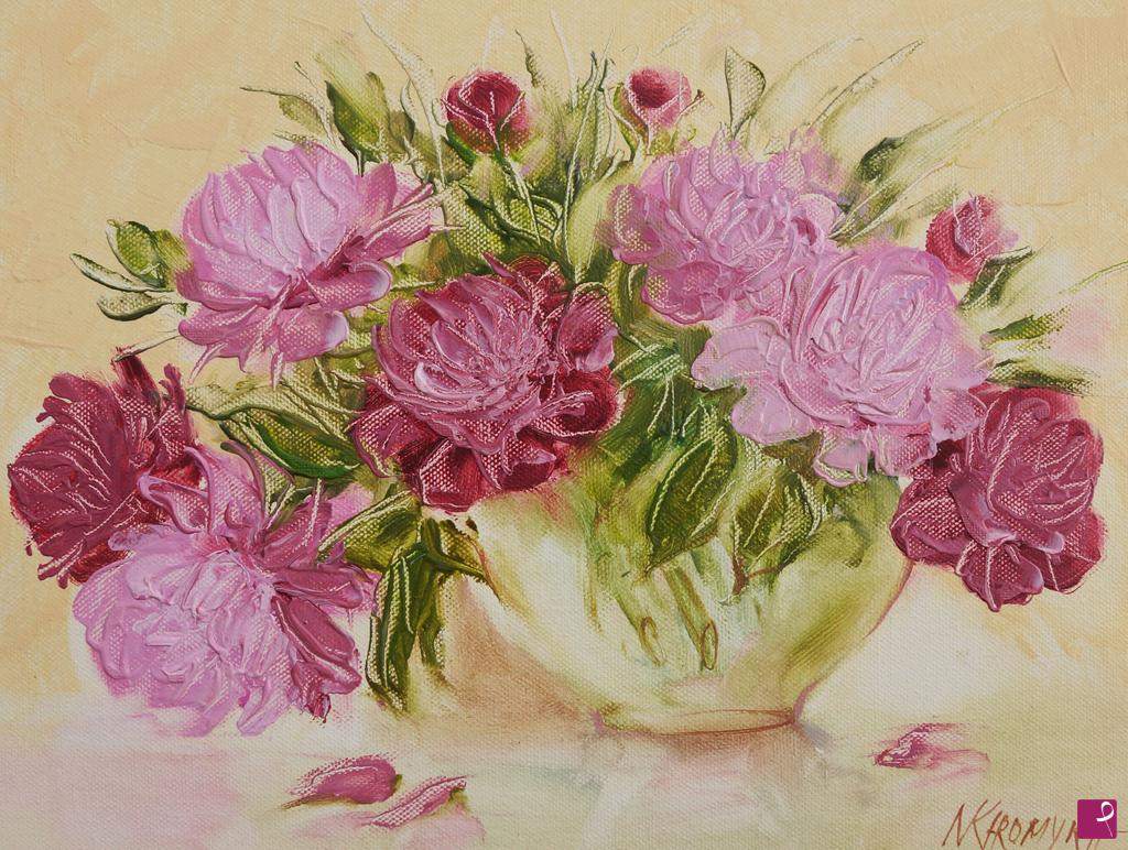 quadri in vendita online - un bouquet di peonie