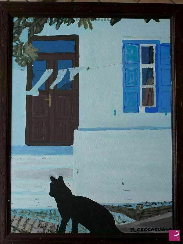 quadri in vendita online - UN GATTO A MIKONOS