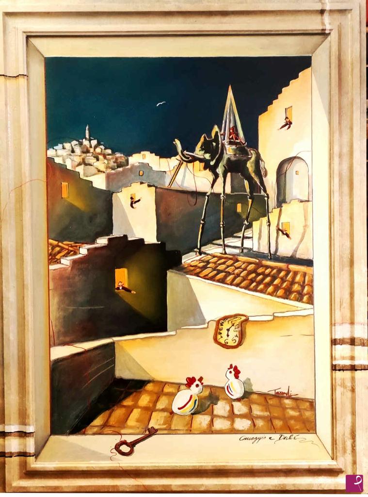quadri in vendita online - Una finestra sui Sassi- Omaggio a S. DALI'