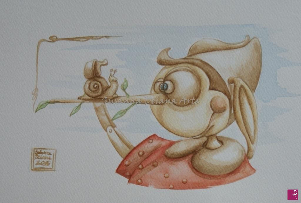 quadri in vendita online - Una Lumaca sul naso di Pinocchio