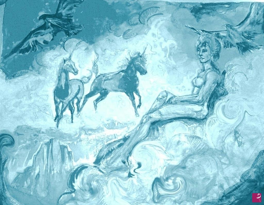 quadri in vendita online - Unicorn and eagle