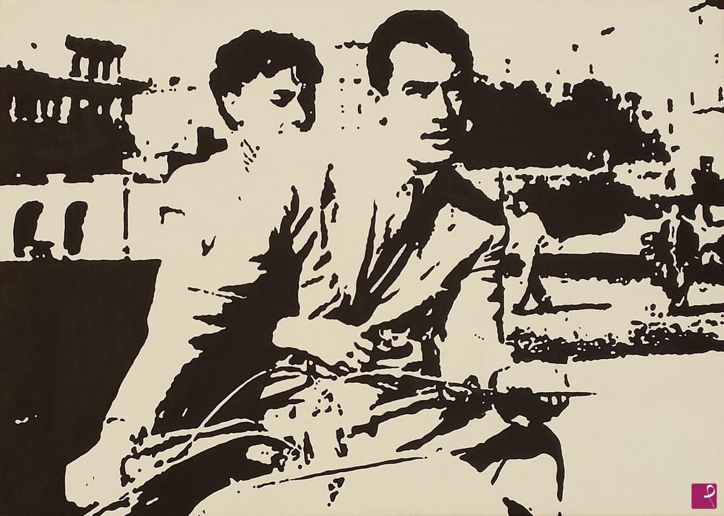 quadri in vendita online - VACANZE ROMANE - GREGORY PECK E AUDREY HEPBURN  - STYLE POP ART