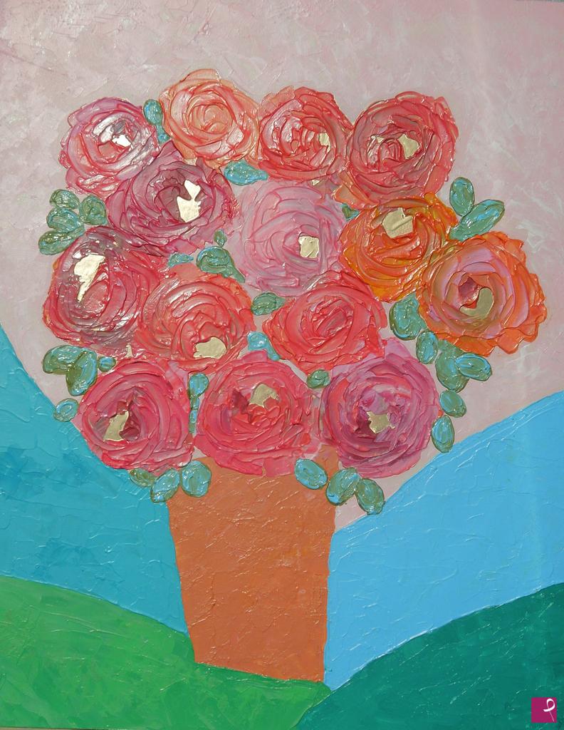 quadri in vendita online - Vase of roses - 317