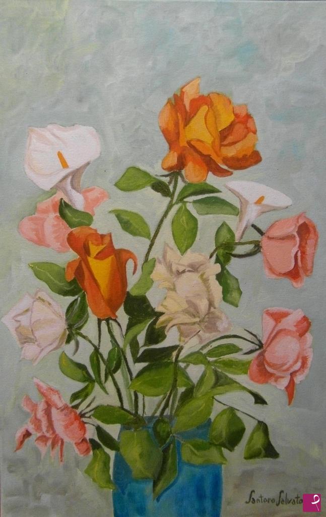 quadri in vendita online - Vaso con fiori