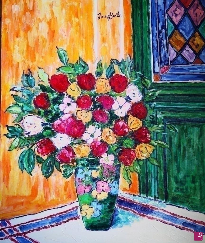 quadri in vendita online - Vaso con fiori