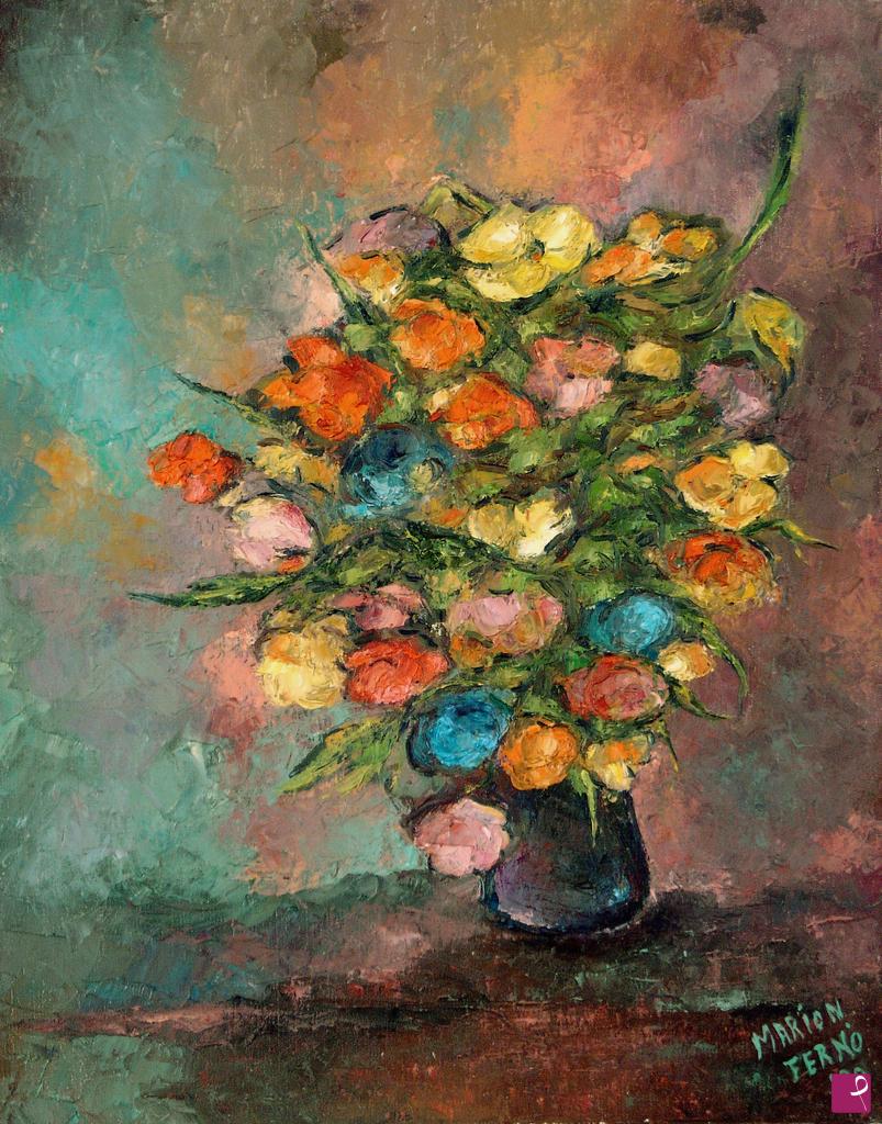 quadri in vendita online - Vaso con fiori di fantasia