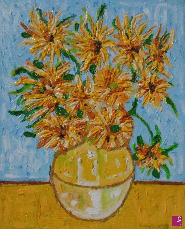 quadri in vendita online - Vaso con girasoli