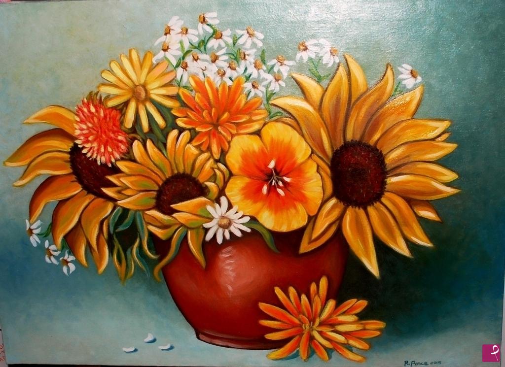 quadri in vendita online - Vaso con girasoli 