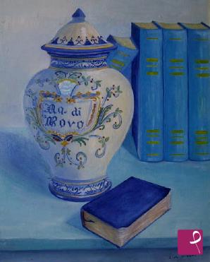 quadri in vendita online - vaso con libri