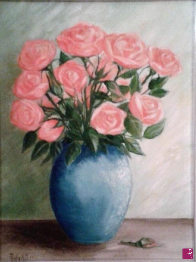quadri in vendita online - vaso con rose