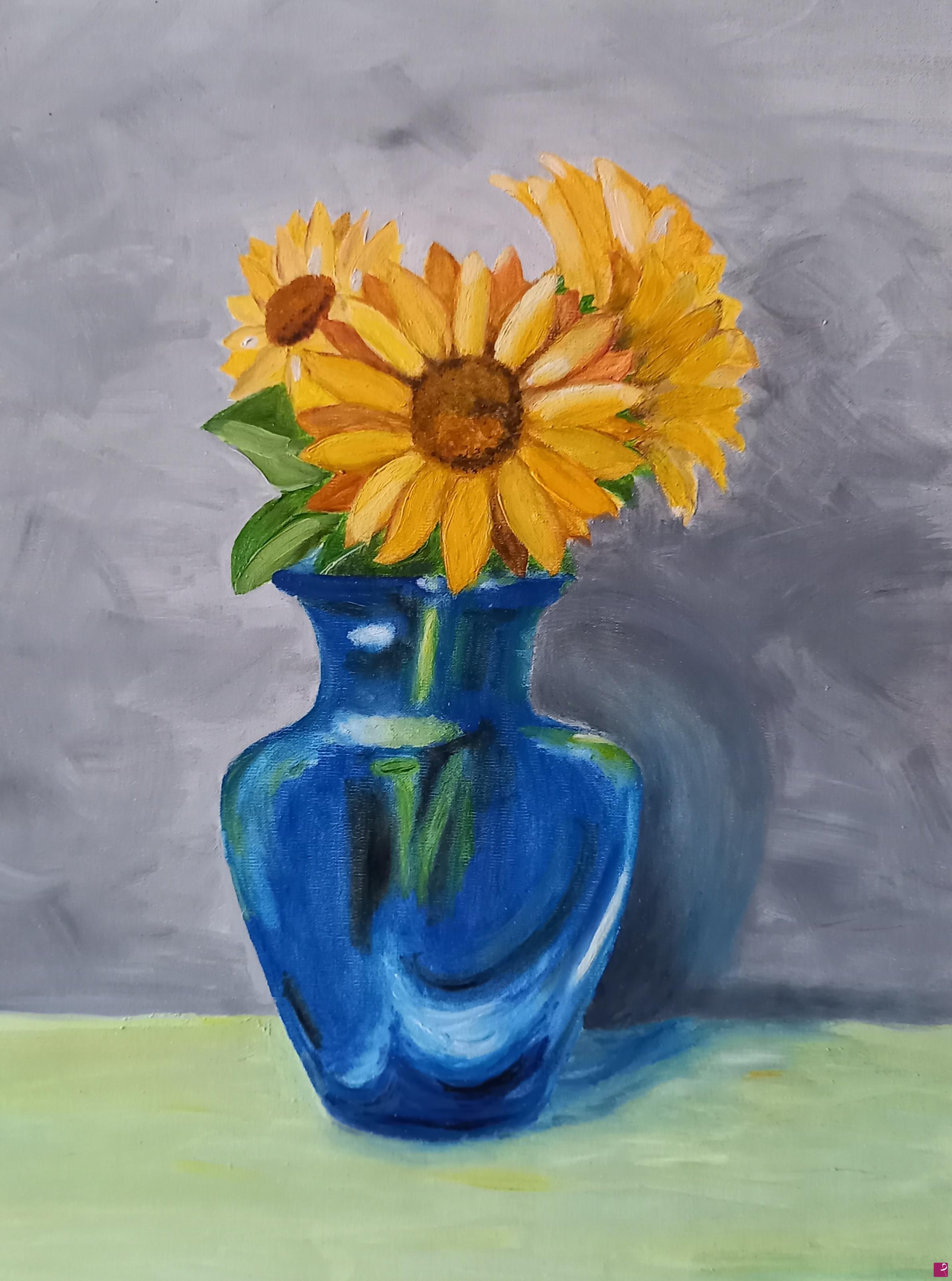 quadri in vendita online - vaso di girasoli