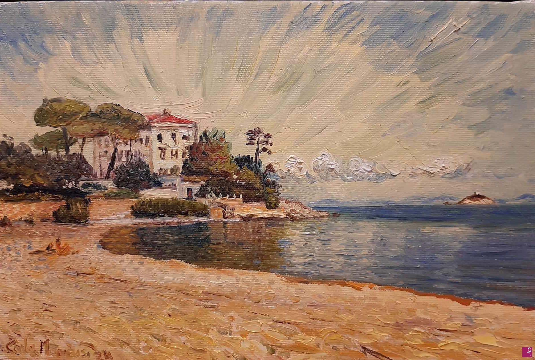 quadri in vendita online - Veduta di villa Bensa.