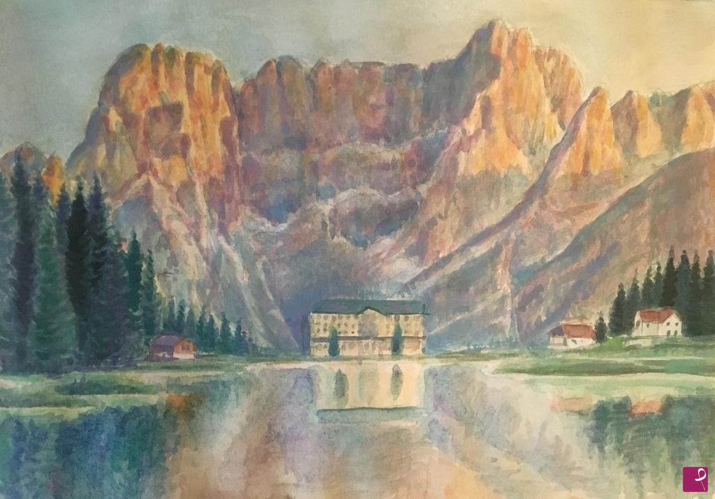 quadri in vendita online - VENDUTO - Lago di Misurina e Monte Sarapis 