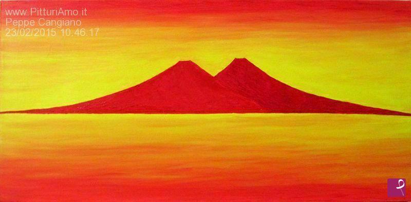 quadri in vendita online - Vesuvio dal rosso al giallo
