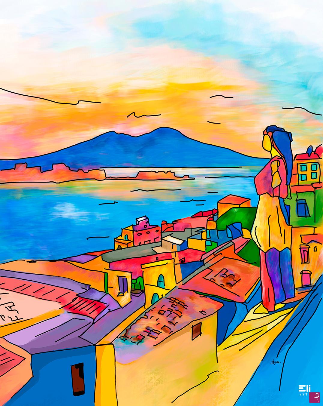 quadri in vendita online - Vesuvio, Napoli