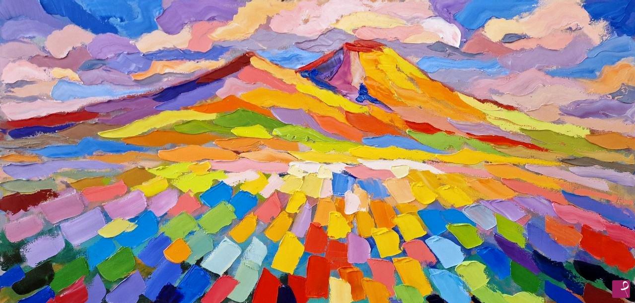 quadri in vendita online - Vesuvio variopinto: impressionismo pop