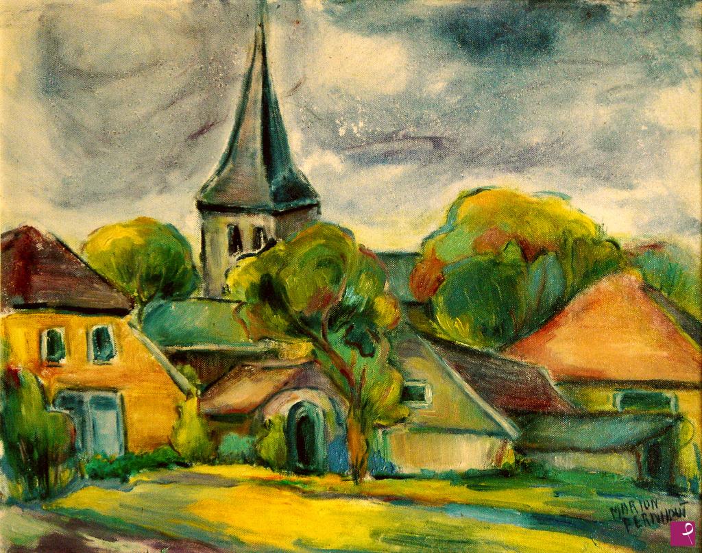 quadri in vendita online - Vista di Diever con chiesa (Paesi Bassi)
