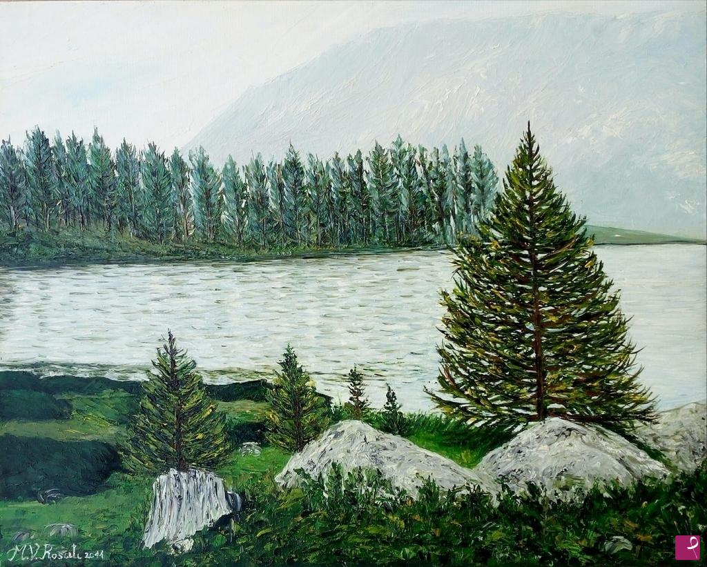 quadri in vendita online - Vista sul lago