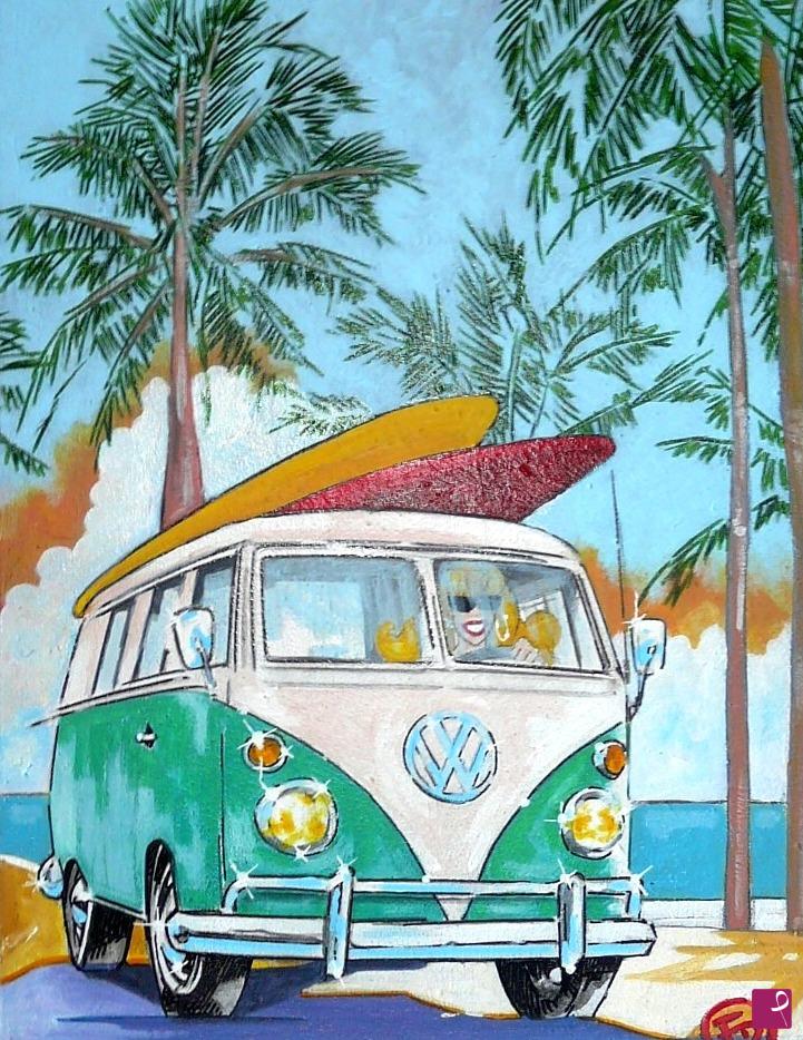 quadri in vendita online - VOLKSWAGEN T1 VAN SURF 