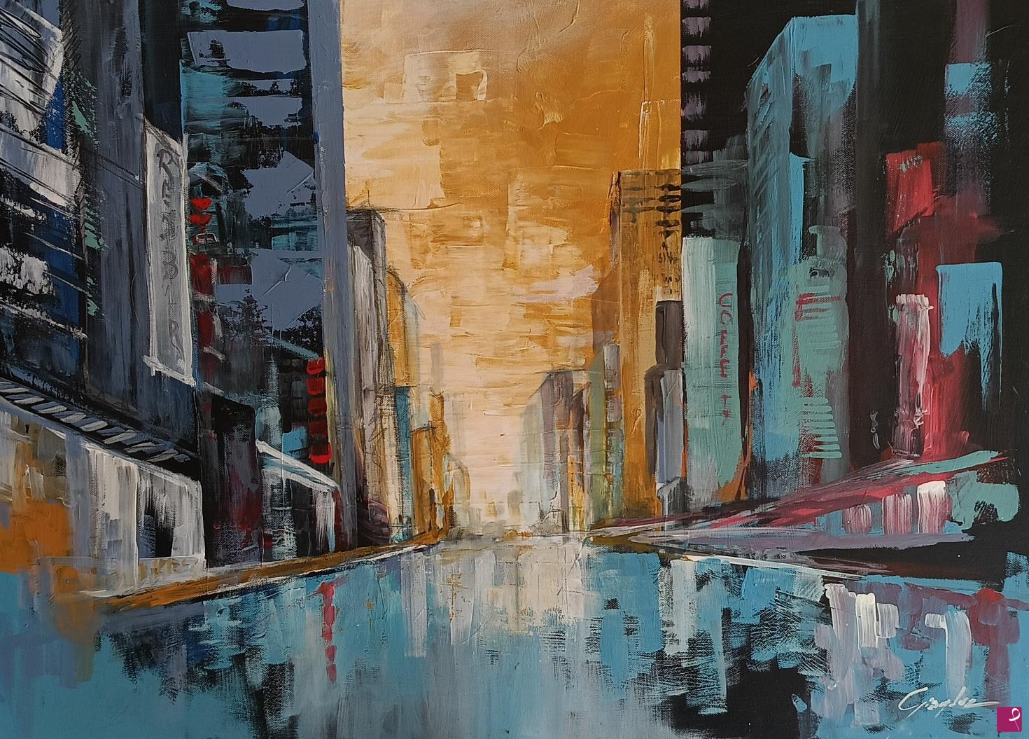 quadri in vendita online - "Walking in the city"