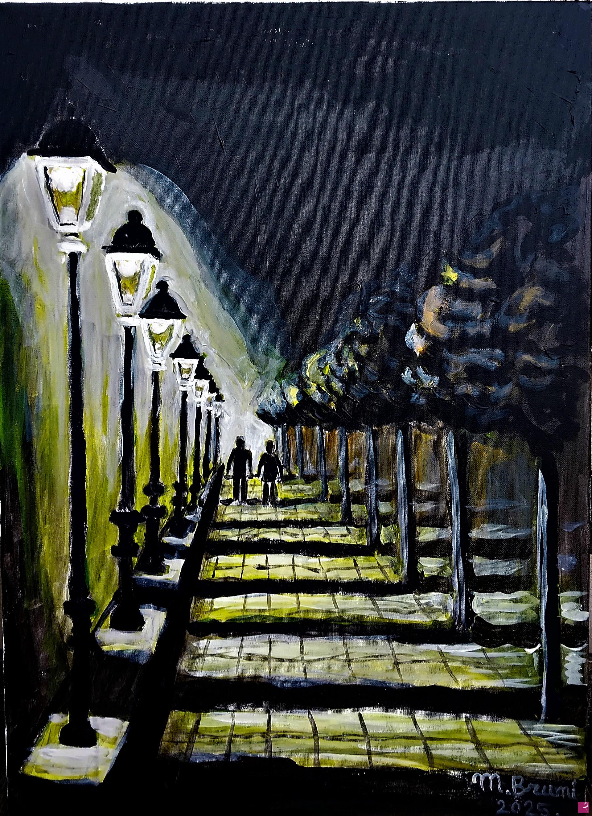 quadri in vendita online - Walking in the night