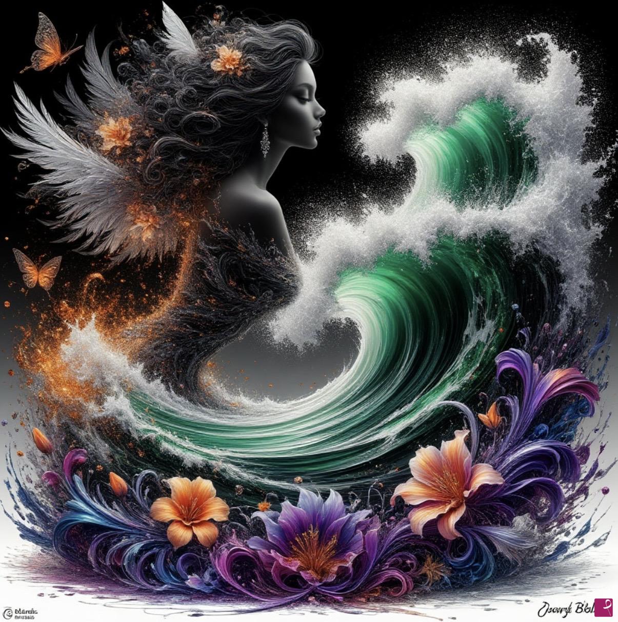 quadri in vendita online - Waves, girl, ocean 