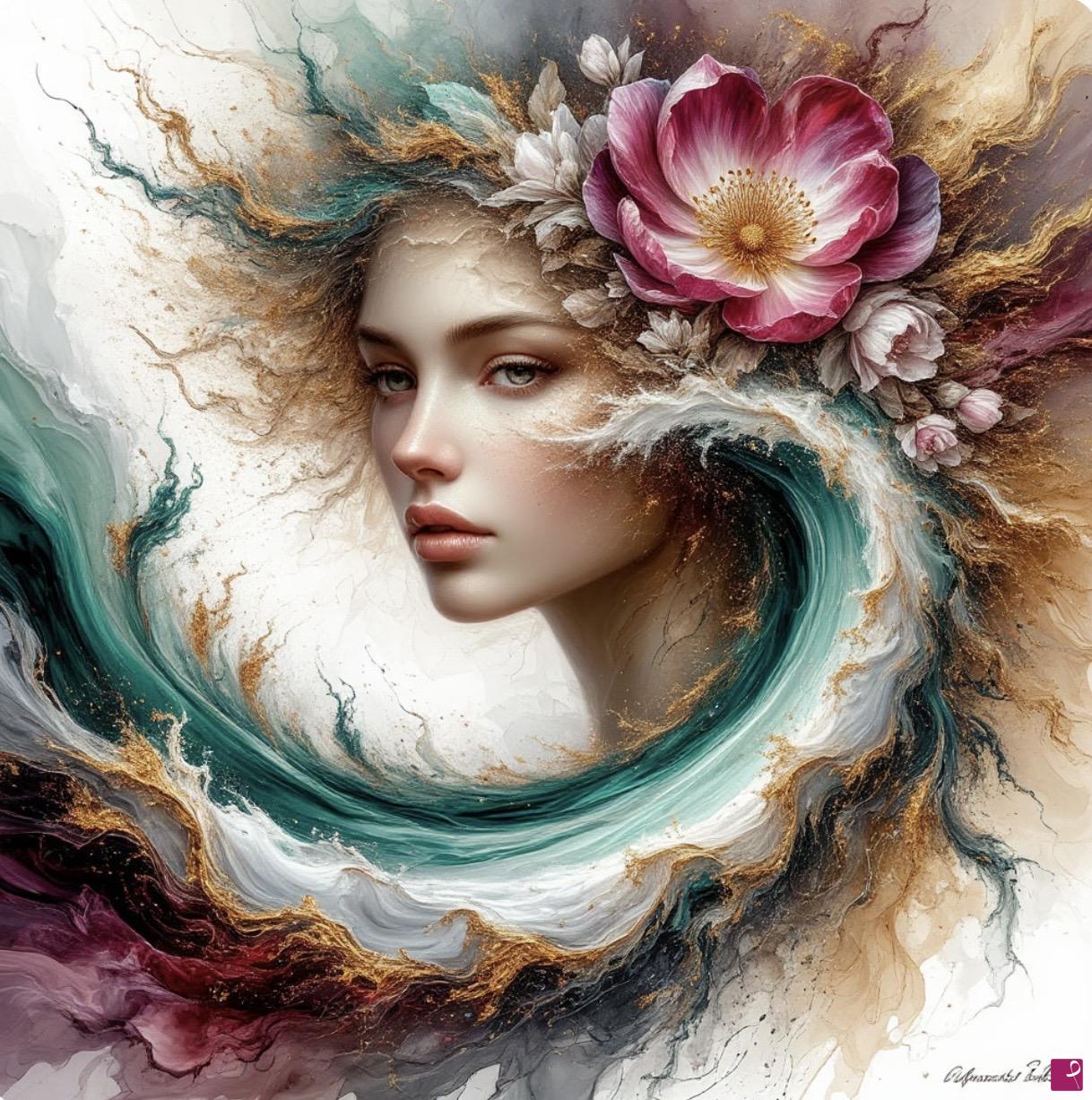 quadri in vendita online - Waves to woman face