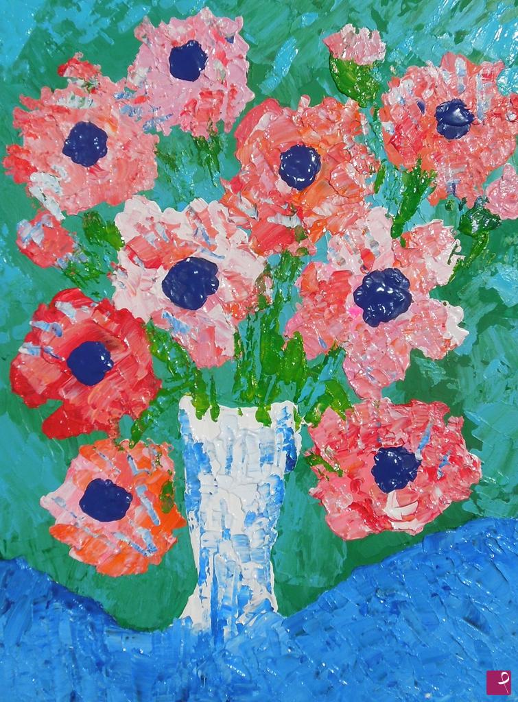 quadri in vendita online - White vase of pink flowers - 553