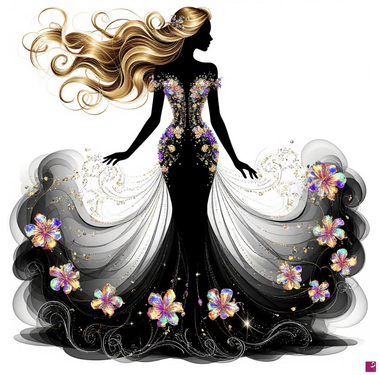 quadri in vendita online - Woman, gold ,black colour 