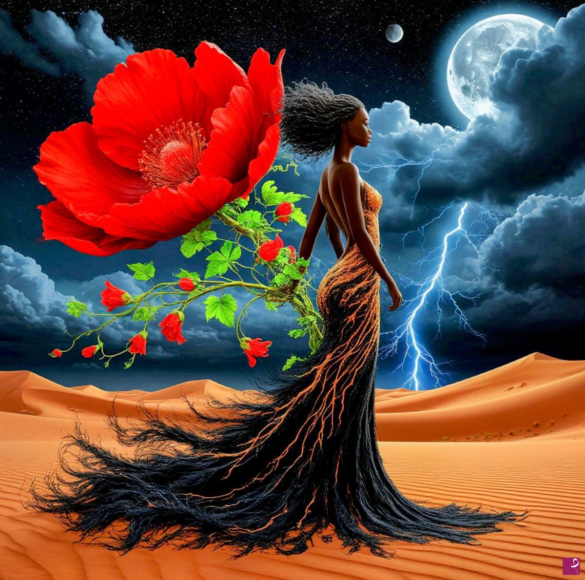 quadri in vendita online - Woman in desert a