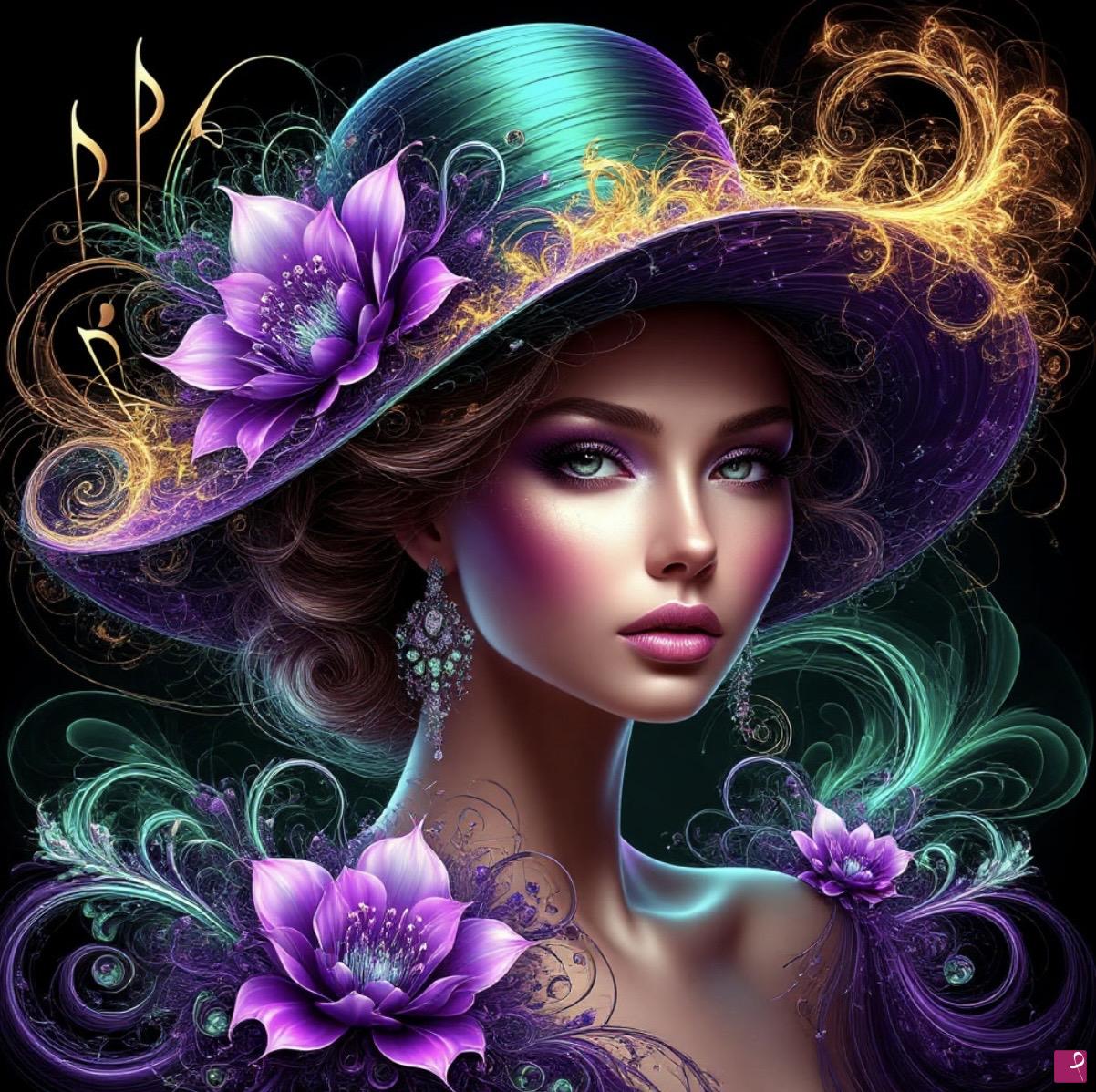 quadri in vendita online - Woman in hat