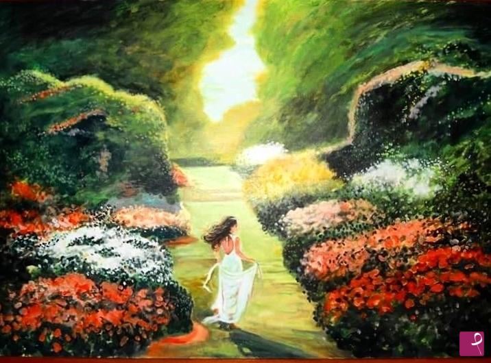 quadri in vendita online - Woman in white