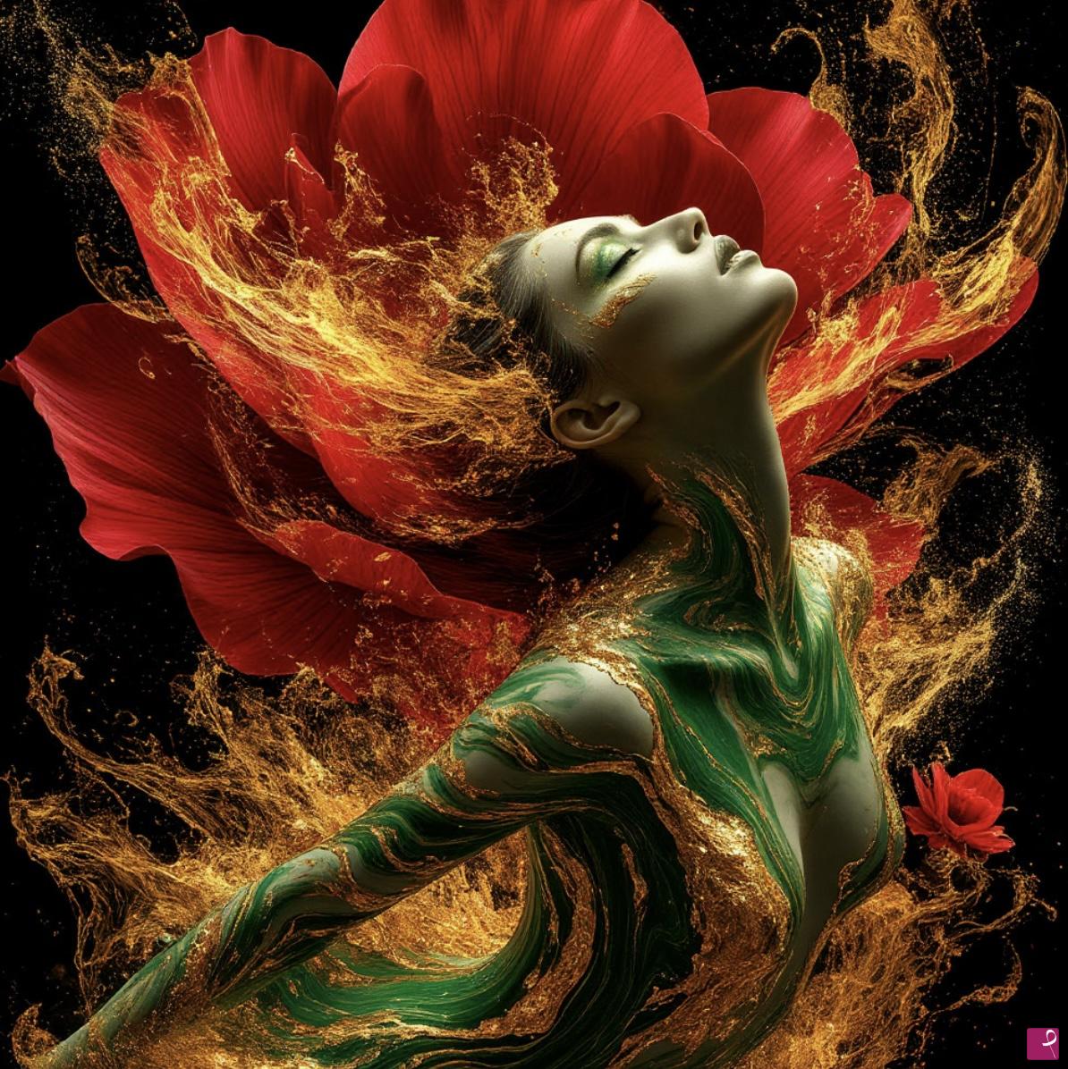 quadri in vendita online - Women, big flower 