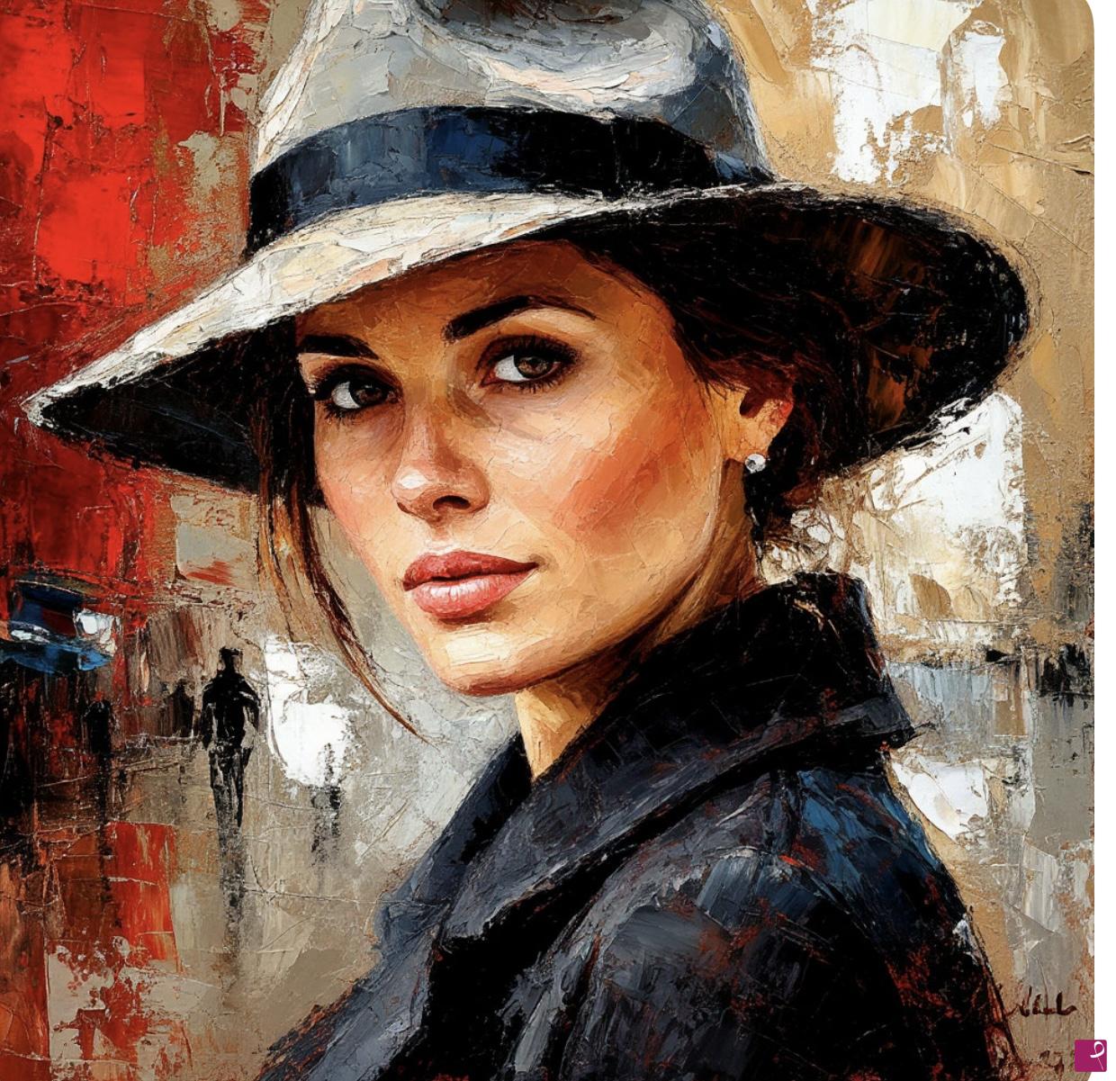 quadri in vendita online - Women in hat 3